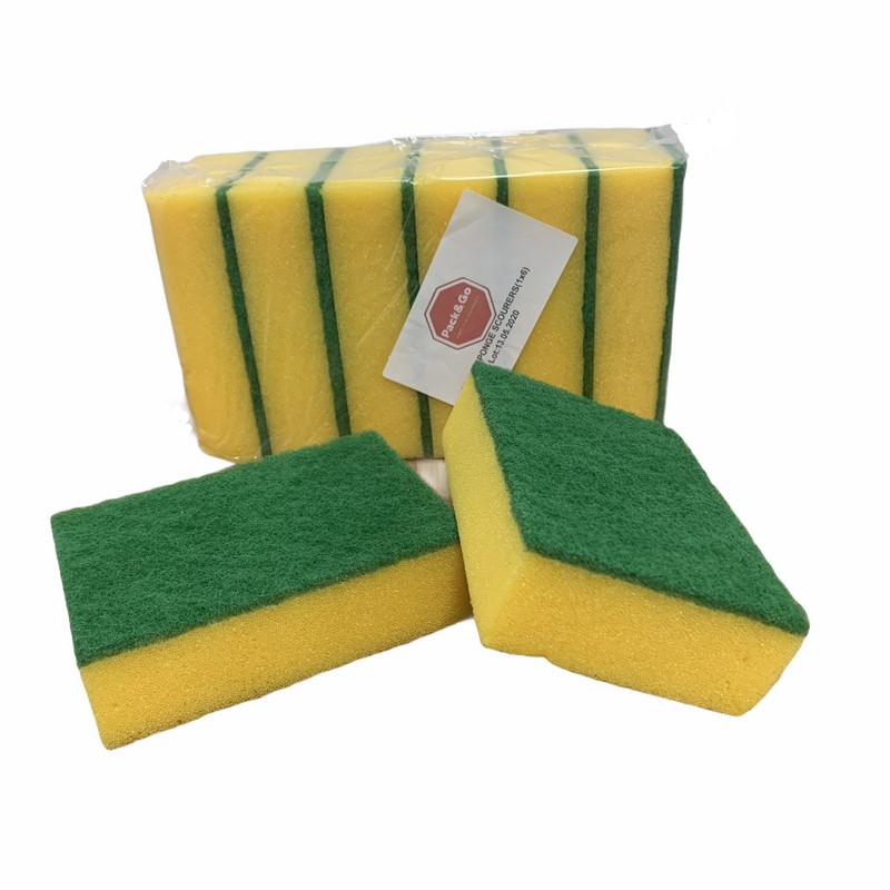 GREEN SPONGE SCOURER 6PCS